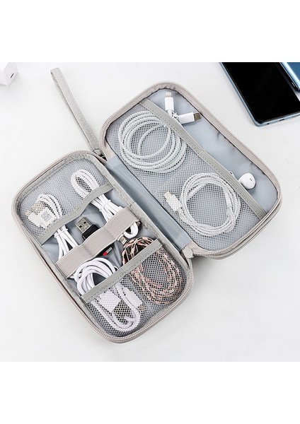 Çift Katmanlı Kablo Düzenleyici Su Geçirmez Taşınabilir Dijital Saklama Çantası, M Beden - Gri (Yurt Dışından) fırsatları