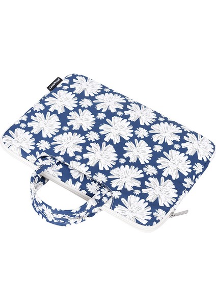H34-B01 Saplı Tasarımlı Krizantem Desenli Dizüstü Bilgisayar Polyester Fermuarlı Dizüstü Bilgisayar Taşıma - Mavi/13 Inç Dizüstü (Yurt Dışından) modelleri