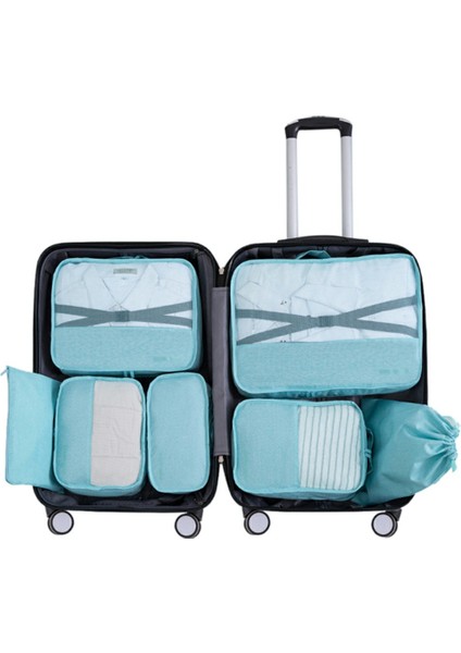 YLZ7S2017 Büyük Kapasiteli Çift Katmanlı Su Geçirmez Katyonik Seyahat Düzenleyici Çanta Seti, 7 Parça - Gök Mavisi (Yurt Dışından)