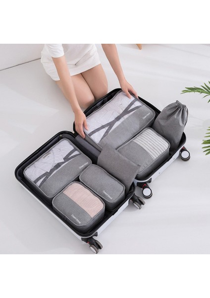 YLZ7S2017 Büyük Kapasiteli Çift Katmanlı Su Geçirmez Katyonik Seyahat Düzenleyici Çanta Seti, 7 Parça - Gök Mavisi (Yurt Dışından) modelleri