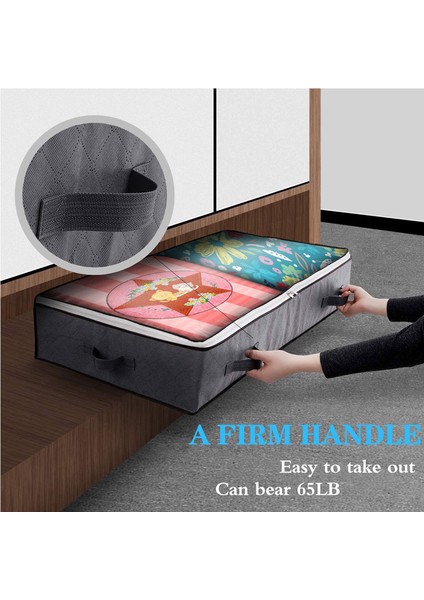 KZ-001001 3 Adet 100*50*15 cm Katlanabilir Yatak Altı Battaniyeleri Giysi Düzenleyici Saklama Çantası Fermuarlı Saklama Kutusu Şeffaf Pencereli - Siyah (Yurt Dışından) modelleri