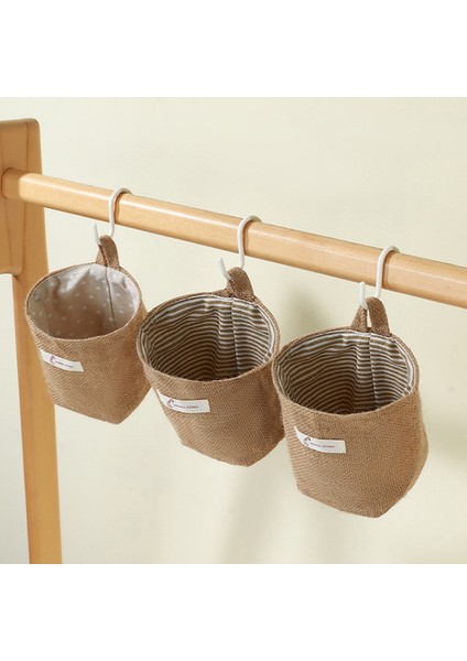 Pamuklu Keten Yıkanabilir Saklama Çantası Mutfak Masaüstü Askılı Düzenleyici Kap - Koyu Mavi / Çizgili (Yurt Dışından) fiyatları