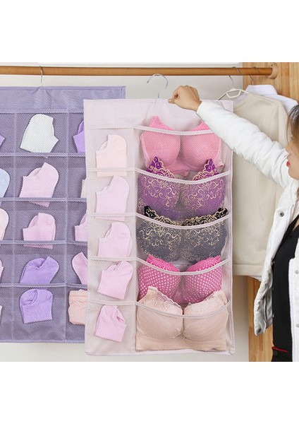 25 Cepli Gardırop Sütyen Iç Çamaşırı Çorap Saklama Oxford Kumaş Çift Taraflı Askılı Çanta - Mavi (Yurt Dışından) modelleri