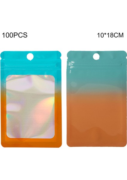 MX-109 100 Adet 10X18 cm 14C Sızdırmazlık Poşeti Şeffaf Buzlu Pencereli Gıda Saklama Poşetleri (Fda Yok, Bpa Içermez) - Mavi+Turuncu (Yurt Dışından)
