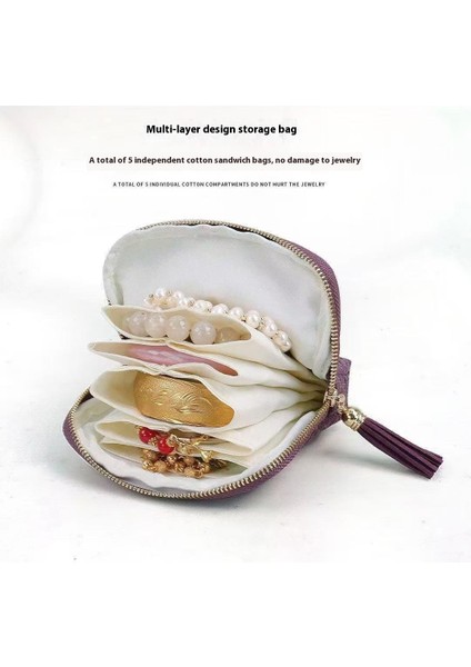 Mücevher Düzenleyici Çanta Püsküllü Fermuarlı Kese Yüzükler Kolyeler Bilezikler Için Çok Bölmeli Saklama Kutusu - Avokado Yeşili (Yurt Dışından) fiyatları