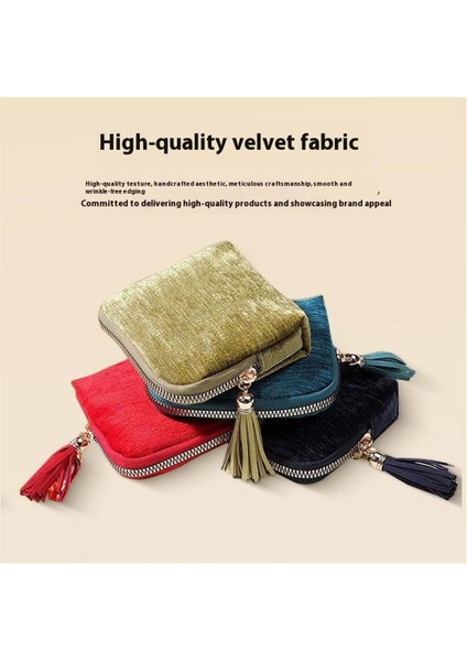 Mücevher Düzenleyici Çanta Püsküllü Fermuarlı Kese Yüzükler Kolyeler Bilezikler Için Çok Bölmeli Saklama Kutusu - Avokado Yeşili (Yurt Dışından) modelleri