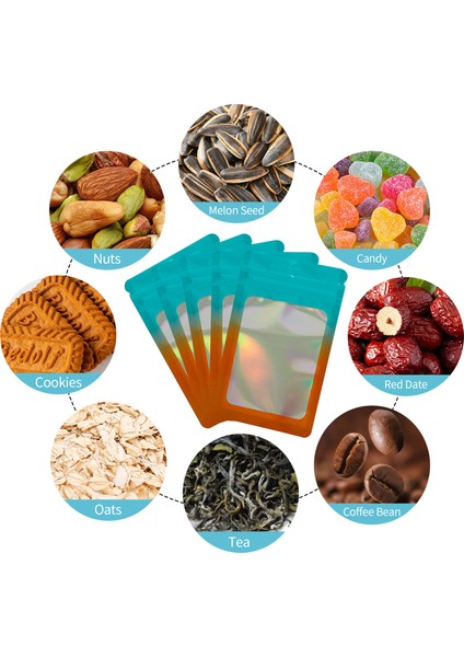 MX-109 100 Adet 10X18 cm 14C Sızdırmazlık Poşeti Şeffaf Buzlu Pencereli Gıda Saklama Poşetleri (Fda Yok, Bpa Içermez) - Mavi+Turuncu (Yurt Dışından) indirimleri