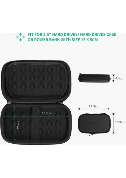 Ugreen 2,5 Inç Harici HDD SSD Saklama Çantası Darbeye Dalı Sert Kılıf Güç Bankası USB Kablo Şarj Cihazı Kulaklıklar Için, 17,3X10,3X4,4 cm (Yurt Dışından) modelleri