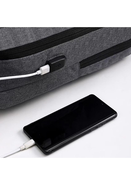 14-15,6 Inç Dizüstü Bilgisayar Sırt Çantası Oxford Kumaş Çift Katmanlı Dış Mekan Seyahat Çantası - Dış USB Portlu - Gri (Yurt Dışından) indirimleri