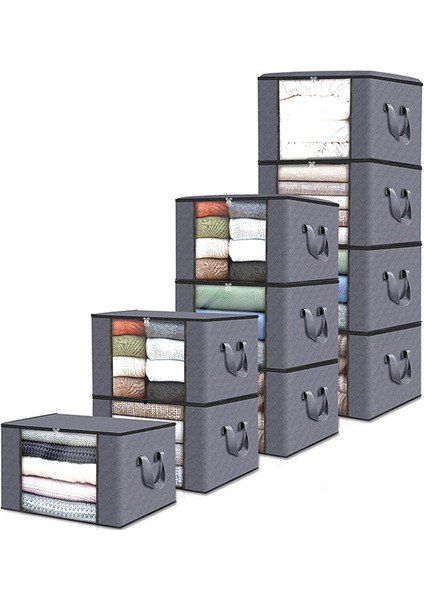 10 Adet 35L 50X35X20CM Yatak Altı Dokumasız Konteyner Kutusu Battaniye Yorgan Saklama Çantası (Yurt Dışından)