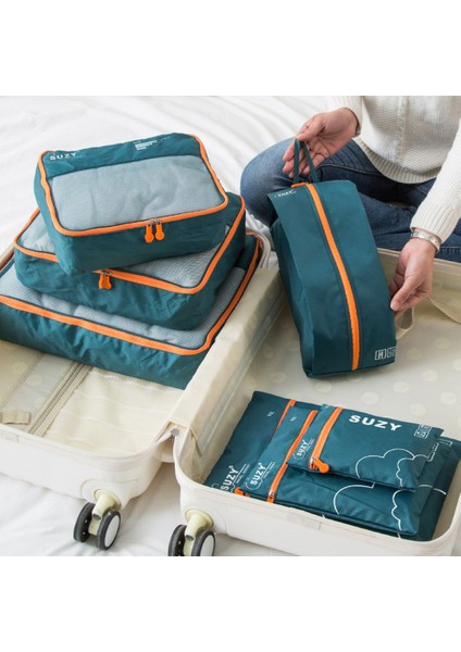 Suzy CG452 Seyahat Düzenleyici Çanta 7 Parçalı Set Giysi Saklama Düzenleyici Çanta - Ordu Yeşili (Yurt Dışından)