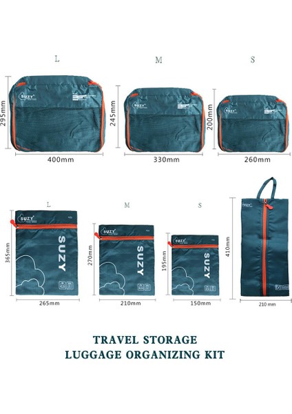 Suzy CG452 Seyahat Düzenleyici Çanta 7 Parçalı Set Giysi Saklama Düzenleyici Çanta - Ordu Yeşili (Yurt Dışından) indirimleri