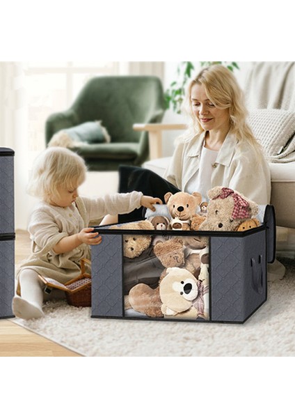 90L 60X43X35CM Giysi Düzenleyici Dokumasız Çanta Battaniyeler Şeffaf Pencereli Katlanabilir Saklama Kutusu (Yurt Dışından) modelleri