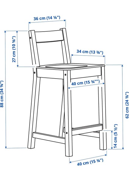 Nordvıken Bar Sandalyesi Antika Vernik 62 cm fiyatları