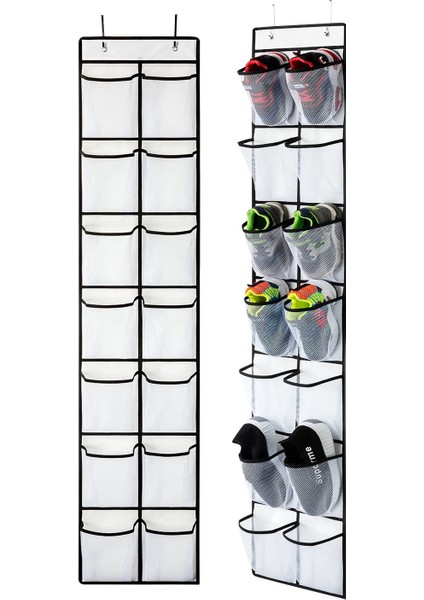 14 Cepli Dokumasız Ayakkabı Askısı Düzenleyici Şeffaf Pvc Ayakkabı Saklama Çantası - Beyaz (Yurt Dışından)