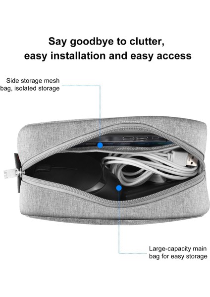 Haweel HWL2126 Dijital Aksesuarlar Için Taşınabilir Taşıma Çantası Suya Dalı Fermuarlı Çanta Veri Kablosu Güç Bankası Saklama Kılıfı - Gri (Yurt Dışından) modelleri