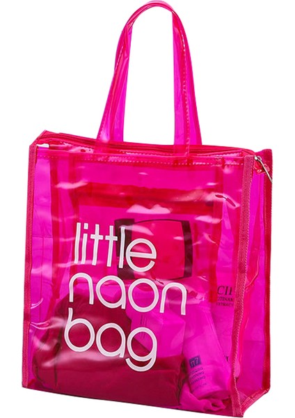 TB-0555 Pvc Su Geçirmez Yarı Saydam Büyük Kapasiteli Yıkama Çantası El Çantası Saklama Çantası - Gül (Yurt Dışından)