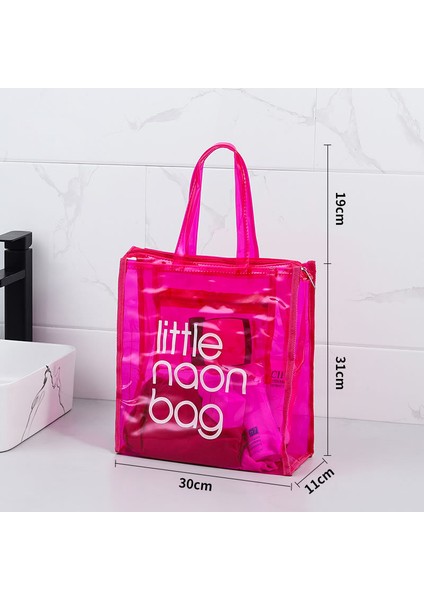 TB-0555 Pvc Su Geçirmez Yarı Saydam Büyük Kapasiteli Yıkama Çantası El Çantası Saklama Çantası - Gül (Yurt Dışından) indirimleri