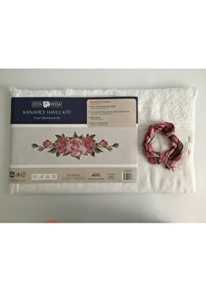 Kanaviçe Havlu Kiti Pamuk İpliği ile 50x80 cm Çiçek Desenli Tasarım fiyatları