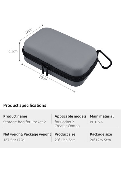 Djı Pocket 2 Taşıma Çantası Seyahat Saklama Çantası Darbeye Dalı Koruyucu Kılıf ve Karabina ile Brdrc DJI-8183 (Yurt Dışından) modelleri