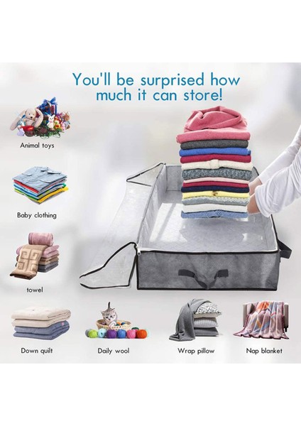 100X50X18CM Dokumasız Yatak Altı Saklama Çantası Katlanabilir Yorgan, Giysi, Yastık Saklama Çantası - Yarı Şeffaf Kapaklı (Yurt Dışından) modelleri