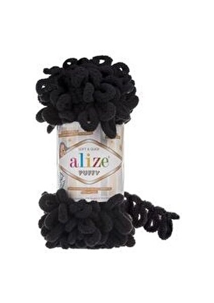 Puffy 60 Siyah Mikropolyester Malzeme ile Şiş ve Tığsız Örme İpliği Tek Parça fiyatları