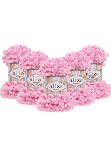 Alize Puffy Yün İpi Polyester Malzeme ile Pembe Renk 5 Adet Yumuşak Dokulu fiyatları