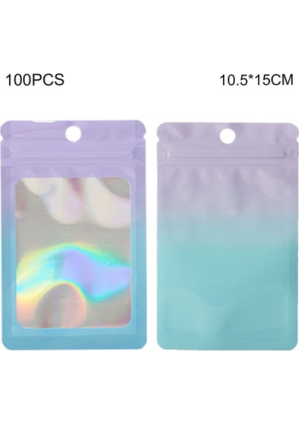 MX-109 100 Adet 10,5X15 cm Yeniden Kullanılabilir Mühürlü Poşetler Şeffaf Mat Pencereli Mühürlenebilir Ambalaj Poşeti 14C - Mor+Mavi (Yurt Dışından)
