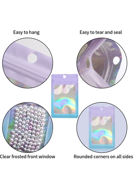 MX-109 100 Adet 10,5X15 cm Yeniden Kullanılabilir Mühürlü Poşetler Şeffaf Mat Pencereli Mühürlenebilir Ambalaj Poşeti 14C - Mor+Mavi (Yurt Dışından) fırsatları