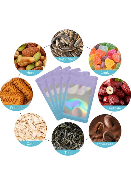 MX-109 100 Adet 10,5X15 cm Yeniden Kullanılabilir Mühürlü Poşetler Şeffaf Mat Pencereli Mühürlenebilir Ambalaj Poşeti 14C - Mor+Mavi (Yurt Dışından) indirimleri