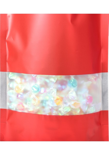 MX-104 100 Adet 10X15CM+3CM 20C Şeffaf Pencereli Gıda Poşetleri Renkli Ayakta Duran Fermuarlı Saklama Poşeti - Kırmızı (Yurt Dışından) fırsatları