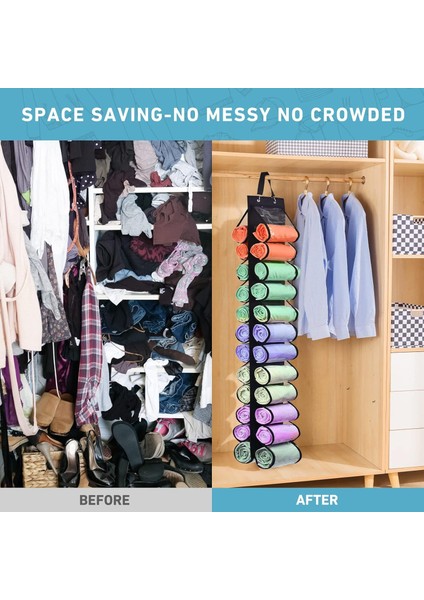 24 Cepli Çift Taraflı Askılı Saklama Çantası Gardırop Kapağı Arkası Tayt Yelek Havlu Düzenleyici - Gri (Yurt Dışından) indirimleri