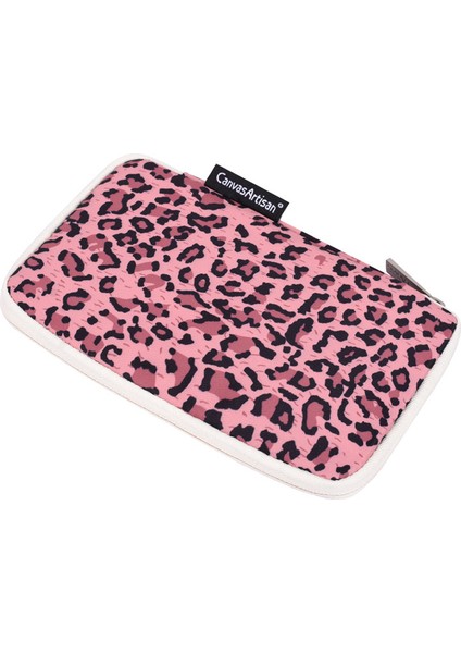 Canvasartısan H31-S21 Moda Leopar Desenli Dijital Aksesuarlar Fermuarlı Saklama Kutusu Telefon Taşınabilir Şarj Cihazı Fare Taşıma Çantası - Açık Pembe (Yurt Dışından)