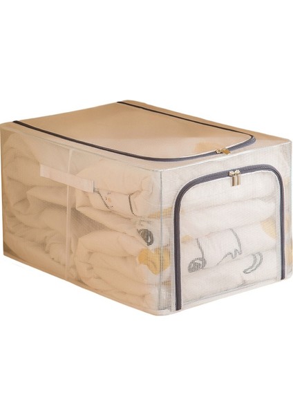 31L Dolap Giysi Saklama Kutusu Şeffaf Pvc Metal Çerçeve Saklama Çantası Düzenleyici - Gri (Yurt Dışından)