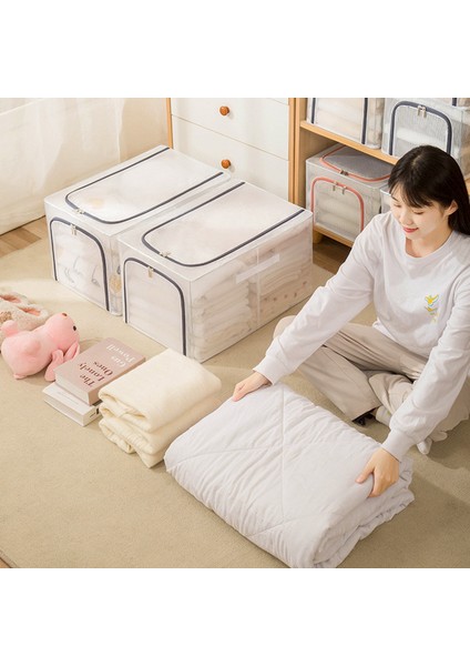 31L Dolap Giysi Saklama Kutusu Şeffaf Pvc Metal Çerçeve Saklama Çantası Düzenleyici - Gri (Yurt Dışından) fırsatları