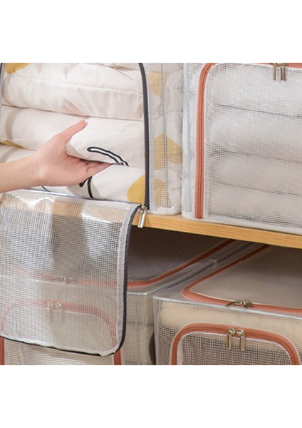 31L Dolap Giysi Saklama Kutusu Şeffaf Pvc Metal Çerçeve Saklama Çantası Düzenleyici - Gri (Yurt Dışından) indirimleri