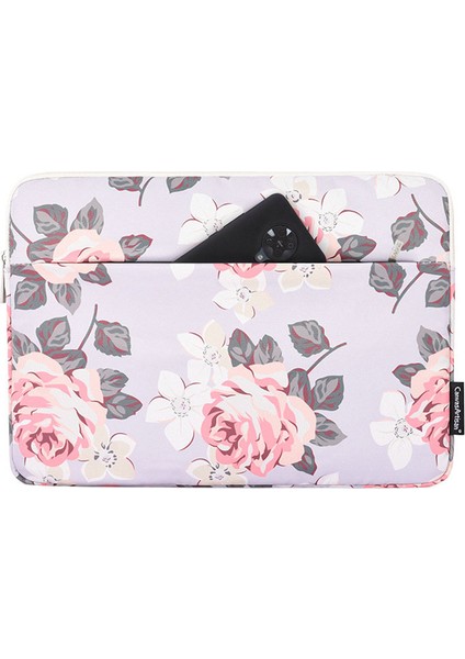 Canvasartısan H40-11 Darbeye Dalı Taşıma Çantası 14 Inç Dizüstü Bilgisayarlar Için Taşınabilir Saklama Çantası Gül Desenli Baskılı Dış Kılıflı Kol Çantası - Gri (Yurt Dışından)