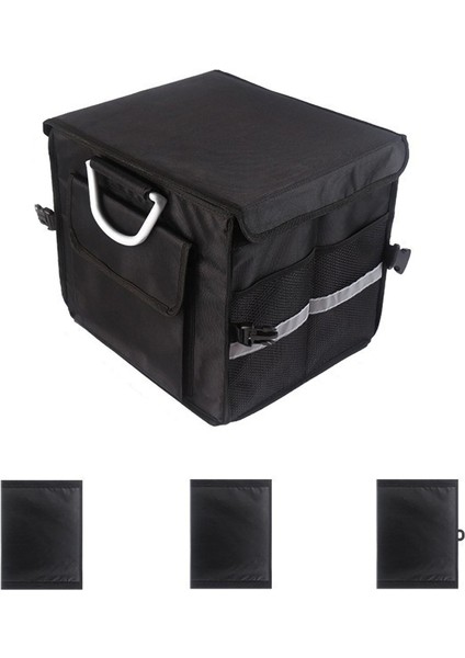 28L 1680D Oxford Kumaş Araba Bagaj Düzenleyici Kapaklı Yansıtıcı Saklama Çantası Taşıma Saplı - Siyah (Yurt Dışından)