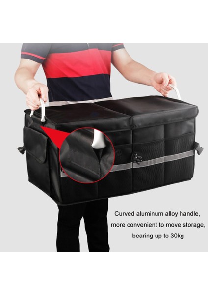 28L 1680D Oxford Kumaş Araba Bagaj Düzenleyici Kapaklı Yansıtıcı Saklama Çantası Taşıma Saplı - Siyah (Yurt Dışından) indirimleri