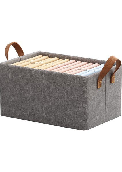 Katlanabilir 23L Metal+Kumaş Saklama Kutusu Düzenleyici Çanta Giysiler ve Battaniyeler Için - Gri (Yurt Dışından)