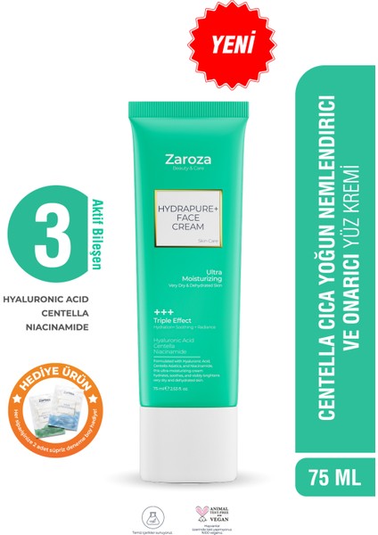 Hydrapure+ Centella Hyaluronic Asit yoğun nemlendirici ve Onarıcı Yüz Kremi 75 ml
