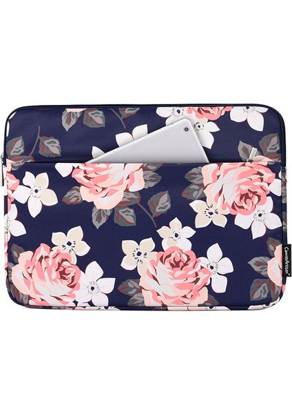 Canvasartısan H40-11 Darbeye Dalı Taşıma Çantası 14 Inç Dizüstü Bilgisayarlar Için Taşınabilir Saklama Çantası Gül Desenli Baskılı Dış Keseli Kol Çantası - Mavi (Yurt Dışından)
