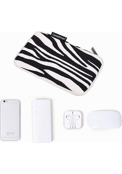 Canvasartısan H33-S21 Zebra Çizgili Polyester Dijital Aksesuar Saklama Çantası Güç Bankası Telefon Şarj Cihazı Fare Saklama Kutusu (Yurt Dışından) modelleri