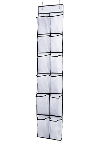 12 Cepli Kapı Üstü Ayakkabı Düzenleyici, Dokumasız Şeffaf Pvc Ayakkabı Askılı Saklama Çantası - Beyaz (Yurt Dışından)