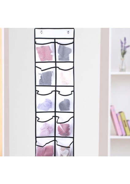 12 Cepli Kapı Üstü Ayakkabı Düzenleyici, Dokumasız Şeffaf Pvc Ayakkabı Askılı Saklama Çantası - Beyaz (Yurt Dışından) fırsatları