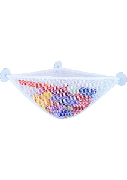 Vantuzlu Duvar Köşe Duş Üçgen Fileli Dokumasız Kumaş Banyo Oyuncağı Düzenleyici - Beyaz (Yurt Dışından)