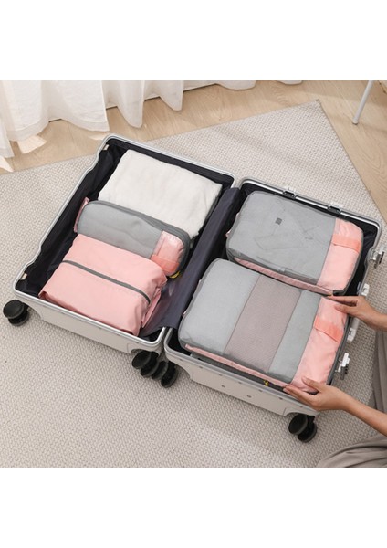 LXSN-000680 3 Parça Seyahat Giyim Sıkıştırma Paketleme Çantası Oxford Kumaş Saklama Çantası - Pembe (Yurt Dışından) fırsatları
