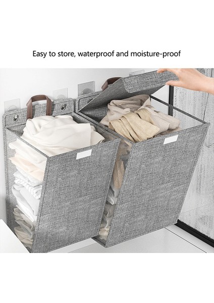 58 x 15 x 41 cm Katlanabilir Çamaşır Torbası Büyük Kapasiteli Asılı Kirli Çamaşır Sepeti Çok Işlevli Saklama Düzenleyici - Gri (Yurt Dışından) fiyatları
