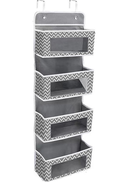 Dokumasız Kumaştan 4 Katlı Saklama Çantası Ev Gardırop Kapı Arkası Askılı Düzenleyici - Dalga Desenli (Yurt Dışından)