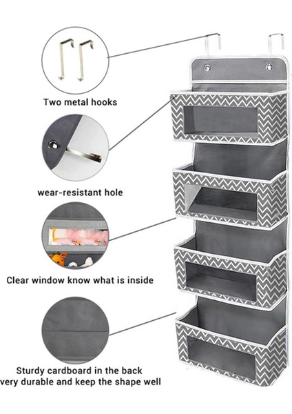 Dokumasız Kumaştan 4 Katlı Saklama Çantası Ev Gardırop Kapı Arkası Askılı Düzenleyici - Dalga Desenli (Yurt Dışından) fiyatları